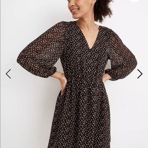 Madewell (Re)sourced Georgette Button-Front Mini Dress in Adorable Ditsy, large